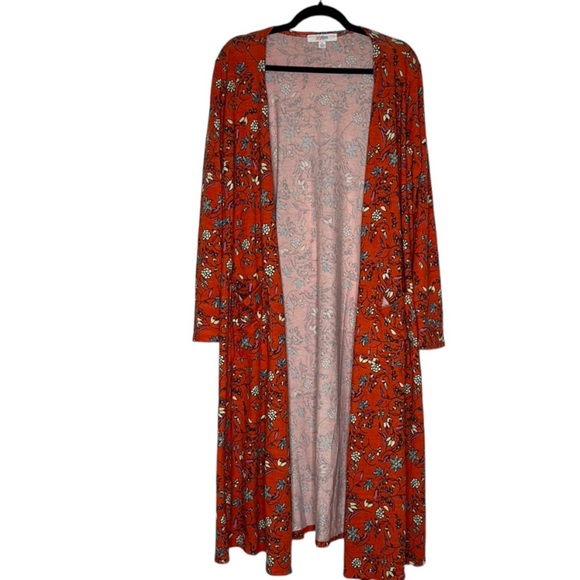 LULAROE Sarah Orange Long Duster Cardigan - Picture 1 of 8
